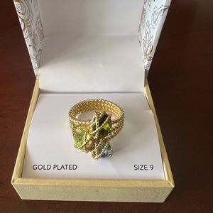 Charter Club Stone Trio Rope Ring in Gold Plate Size 9 $30 New
